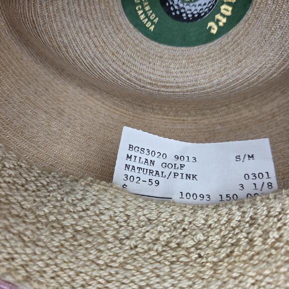 NWT Biltmore Milan Golf Hat Pink Tan Straw Derby Resort Hat Small